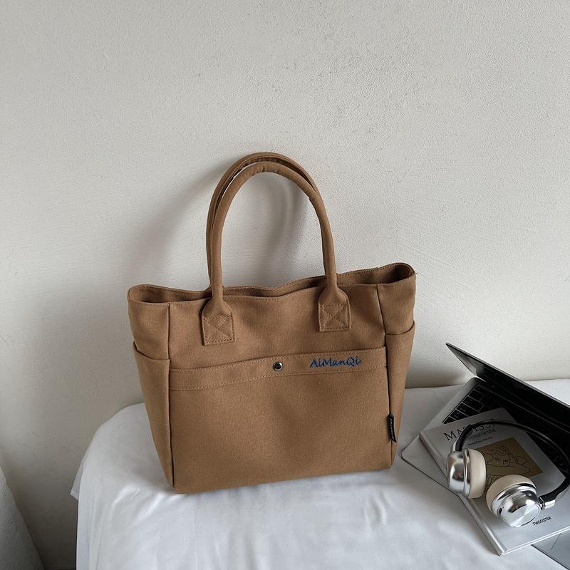 

2025 Summer Canvas Bag Simple Large Capacity Shoulder Bag Women s High Value Commuter Tote Bag Students Class Back