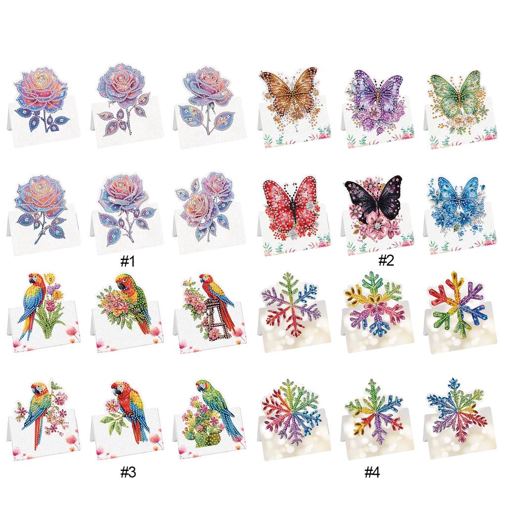 6 Stück Blume Schmetterling DIY Strass Diamant Kunst Mosaik Postkarten mit Umschlägen Handgemacht für Familie Freunde Urlaub Geburtstag