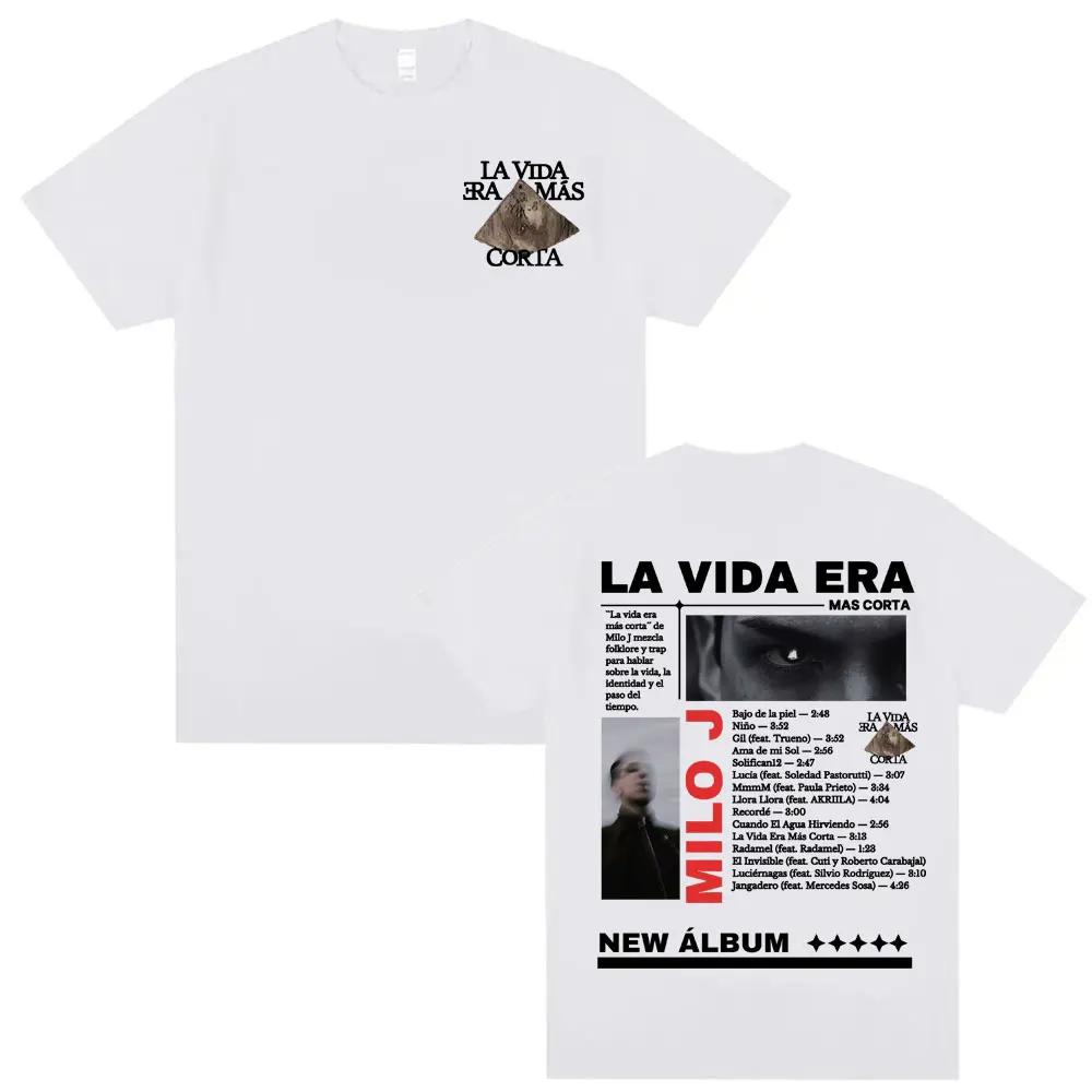 

Rapper Milo J La Vida Era Mas Corta New Album Tour Graphic Tee Shirt Unisex Women Harajuku Hip Hop Short Sleeve Tshirts Streetwear M