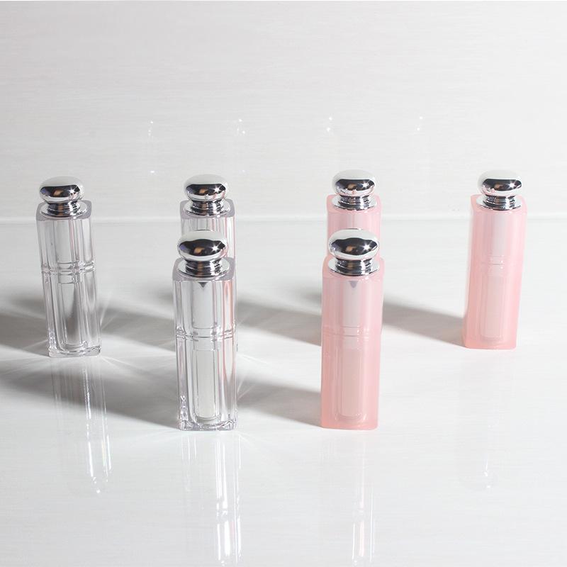 2.5g Mini Empty Lipstick Tube, Transparent Silver Powder Lip Balm Container, Cosmetic Packaging for DIY Lip Gloss