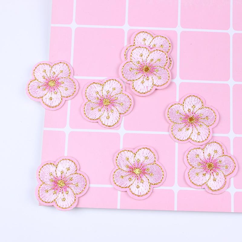 Little Plum Blossom Self-Adhesive Embroidery Patch: Cute Decoration for Clothes, Hats, or Home Textiles