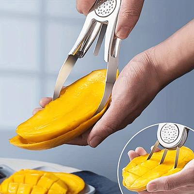 Stainless Steel Mango Cutter - Creative Fruit Peeler, Slicer & Pulp Separator for Watermelon & Melons - Foldable, Rust-Resistant Kitchen Tool