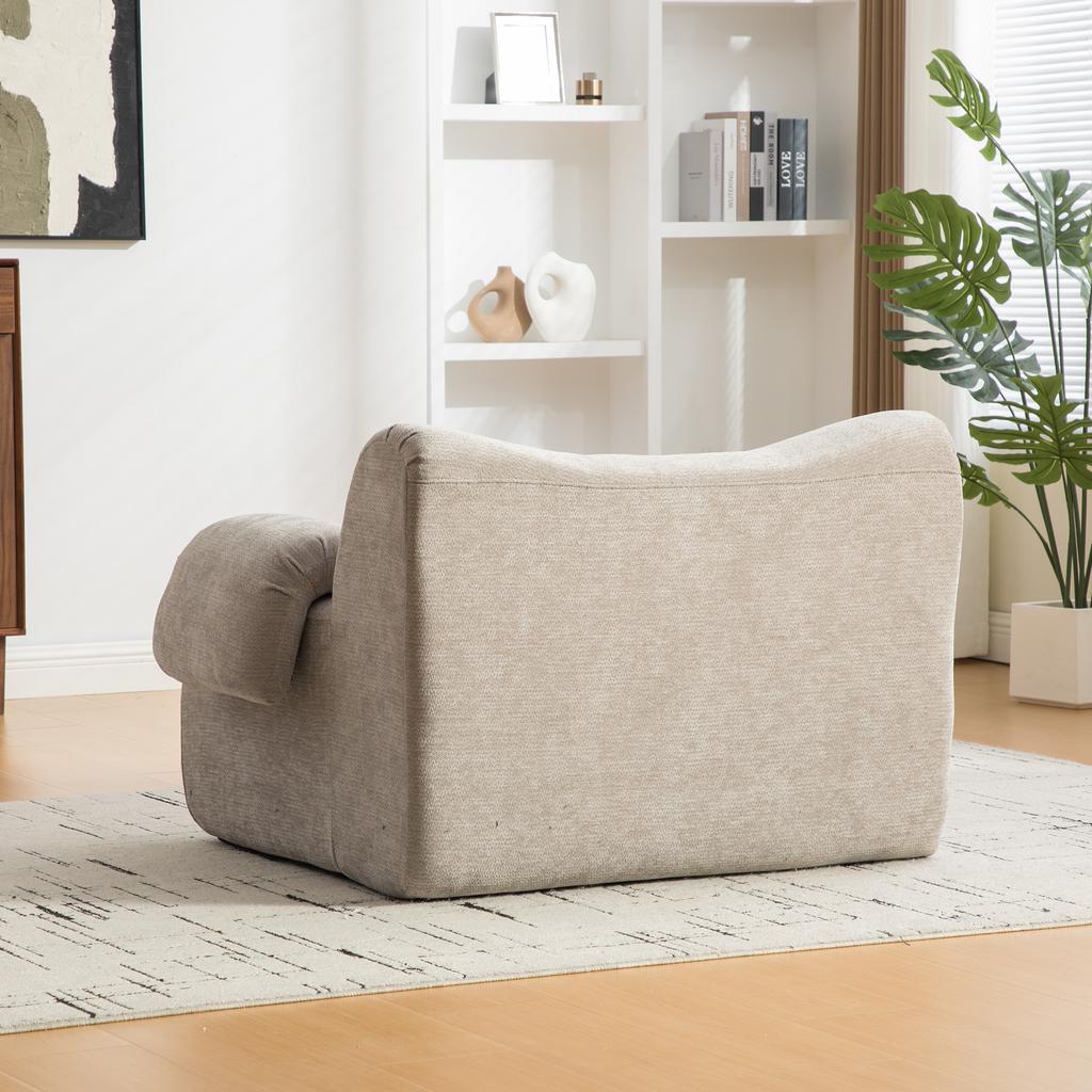 Modular compression sofa made of chenille fabric, filled with 30D high-elastic foam. Easy to move with non-slip bottom, ideal for living room. Gray