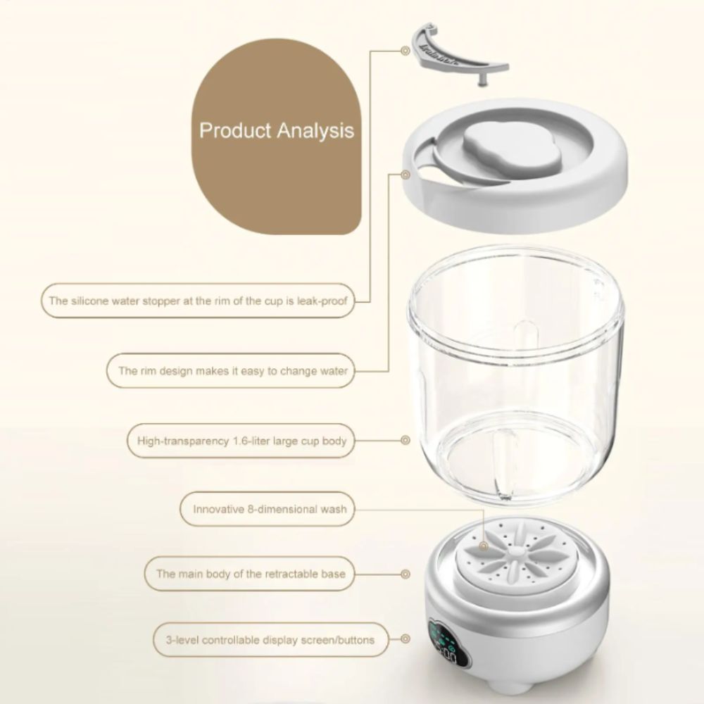 Type-C Charging Mini Wireless Laundry Cup Multiple Modes Portable Washing Machine Home Use