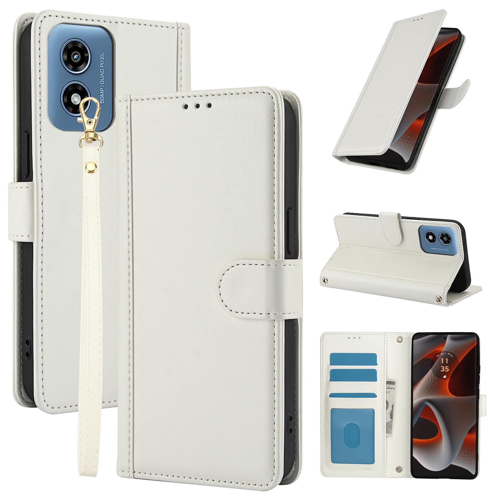 

SY-003 For Motorola Moto G 5G (2024)/Moto G Play 5G (2024) Case PU Leather Stand View Phone Wallet Cover with Hand Strap E