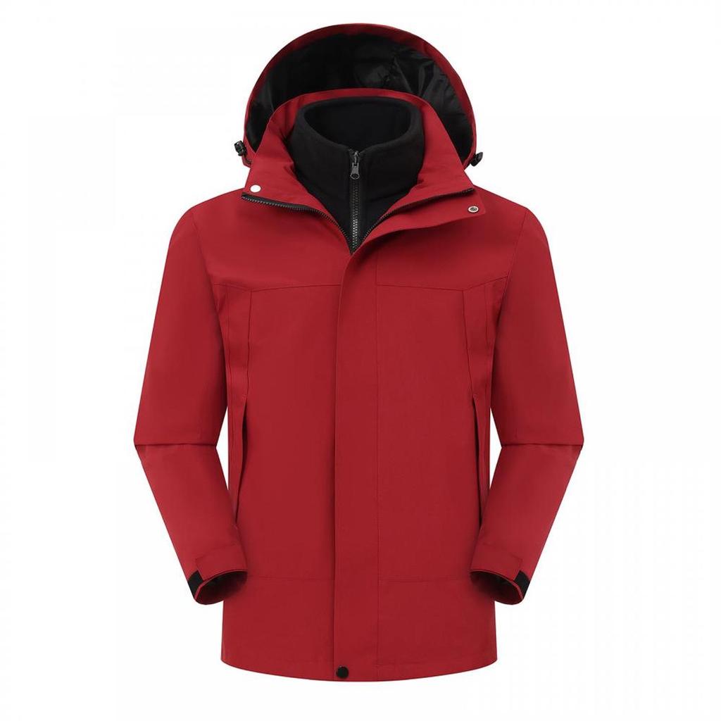 Unisex 3-in-1 Windbreaker with Detachable Fleece Lining: Waterproof Outer, Ideal for Travel, Mountaineering, Customizable with Logo for Team Uniforms.