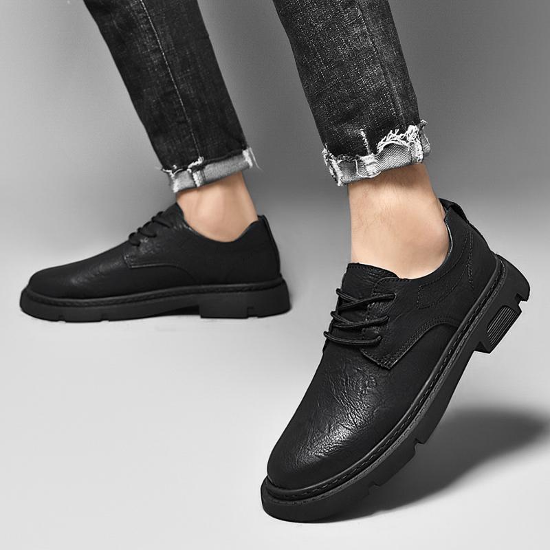 Genuine Leather Men's Dress Shoes Stylish Lace-Up Men Casual Shoes Handmade Classic Men Footwear for Wedding Male Oxfords Flats