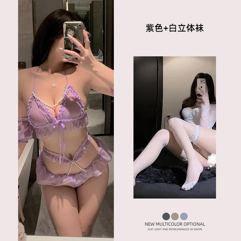 New Sexy Underwear Women's Sexy Lace Suspender Hip Skirt Uniform Temptation Three Points