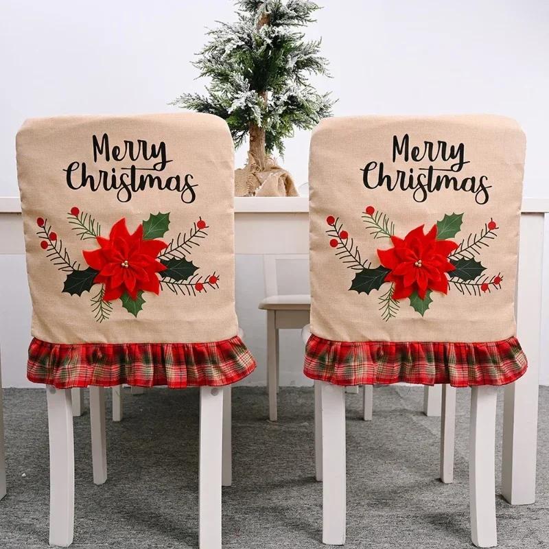 Christmas Chair Backrest Covers Christmas Home Table Ornament Gift New Year Party Supplies Dining Eco-friendly Comfortable Decor