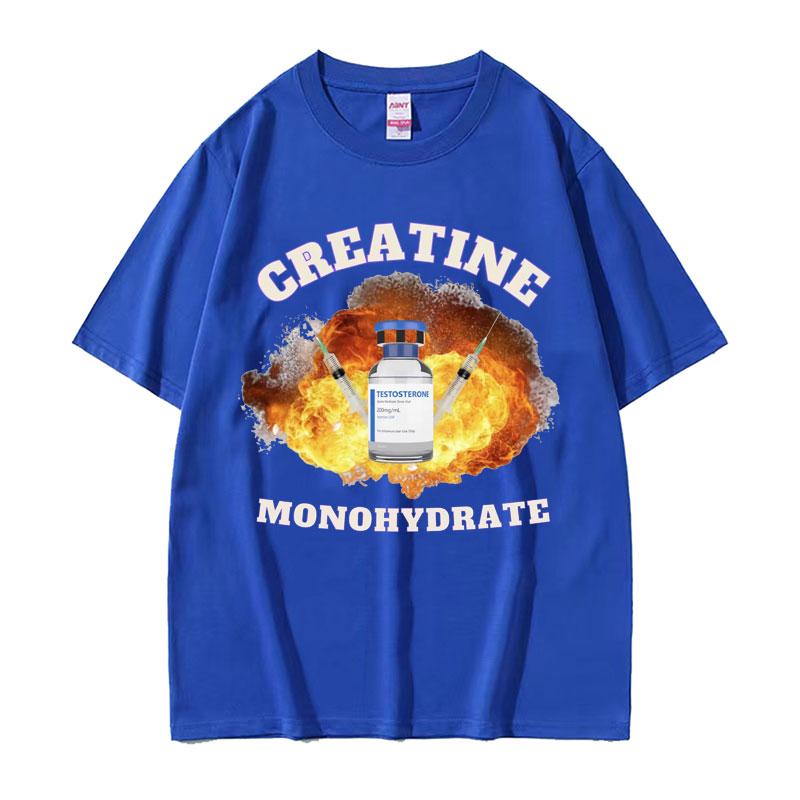 Funny Gym Pumpcover Creatine Monohydrate Meme T Shirt Men's Harajuku Gothic Clothes T-shirt Unisex 100% Cotton Short Sleeve Tees