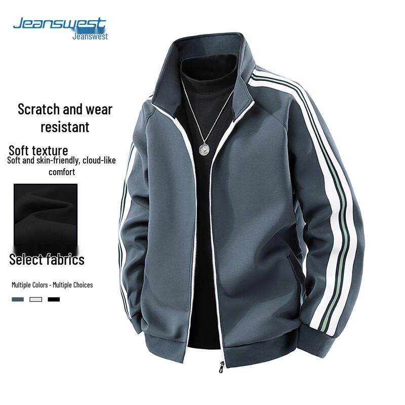 

JEANSWEST Men s Casual Windproof Stand-Up Collar Jacket 2XL