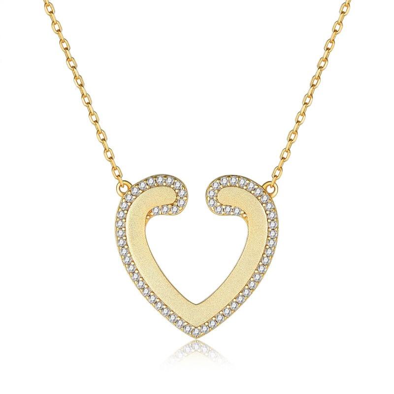 S925 Sterling Silver Ladies Alcohol Heart Pendant Gold Love Necklace