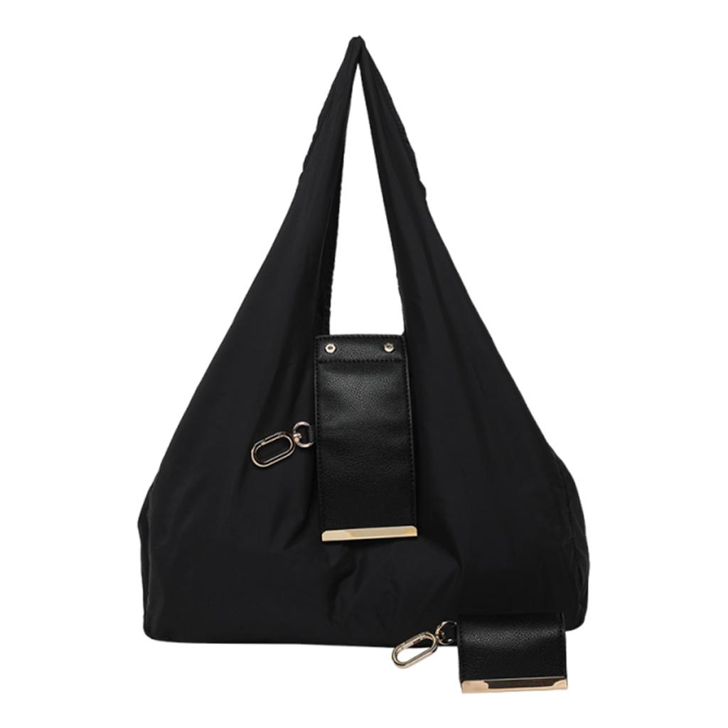 PU Leather Foldable Tote Bag with Key Ring Keychain Tote Handbag Large Capacity Collapsible Travel Storage Bag for Daily Errands