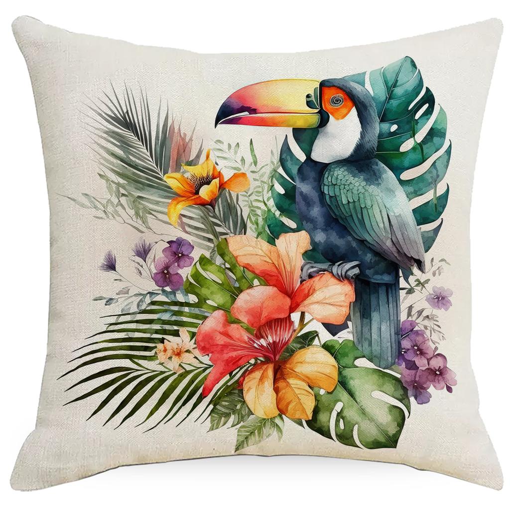 Sommerblumen, Flamingo, Kolibri-Pflanzen-Kissenbezug, Heimsofa-Kissenbezug
