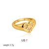 Classic Zircon Inlaid Star Moon Women'S Fashionable Polished Heart-Shaped Ring Exquisite Jewelry New Style