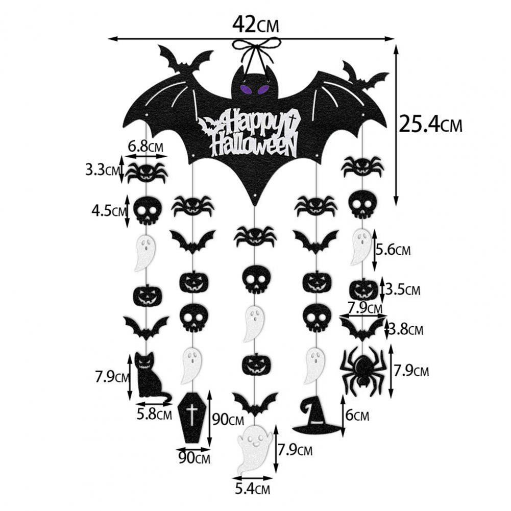 Halloween Party Decoration Bat Door Hanger Spooky Halloween Hanging Garland Happy Sign Decoration Set for Indoor Outdoor Home