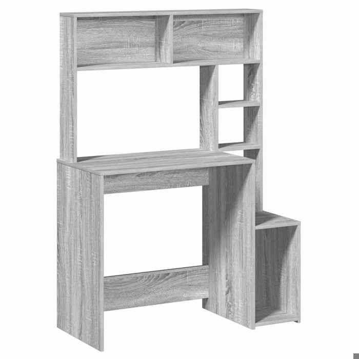 VidaXL Bureau avec étagères sonoma gris 100x45x140cm bois d'ingénierie, bureau d'ordinateur, bureau debout, bureau avec 860441