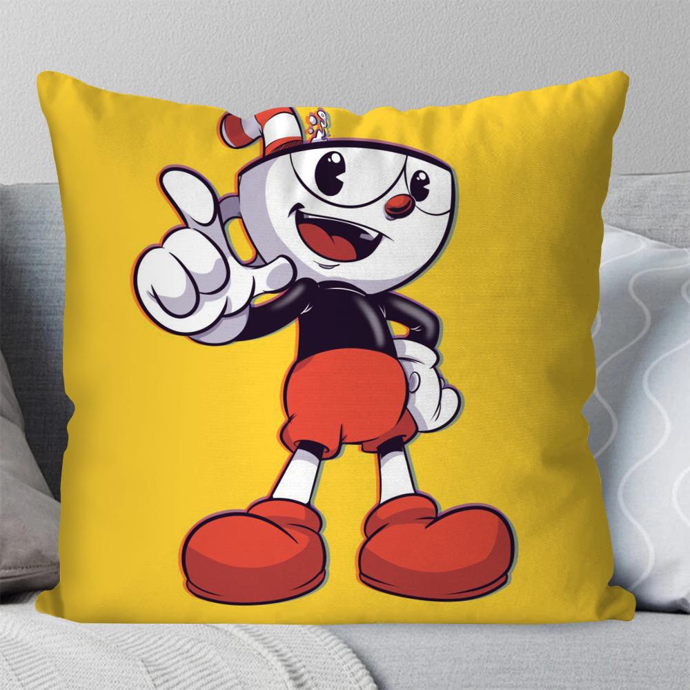C-Cuperhead Animated Adventure Game Pillow Case Square Pillow Bedroom Sofa Leisure Comfort Car Living Room Home Decoration 40X40