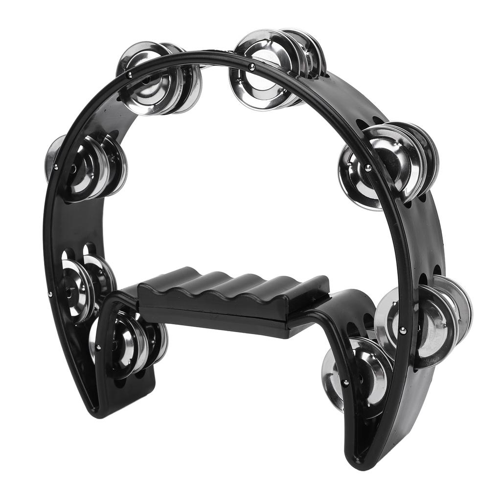 Tambourine Jingle Black Cat Shape Non Slip Handle Half Moon Handheld Tambourine for Party