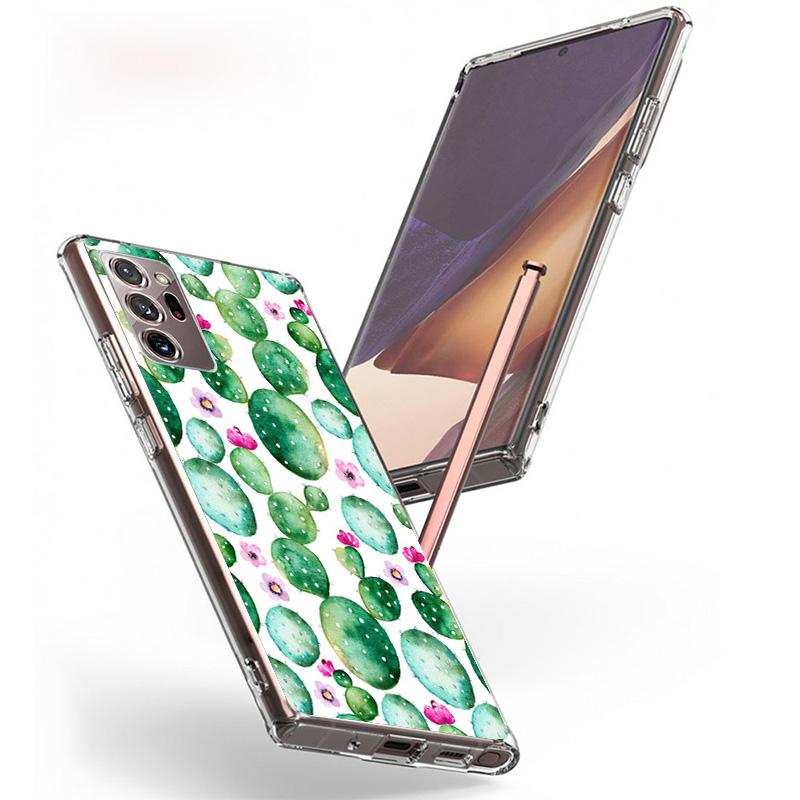 Cartoon Cactus Green Plants Phone Case For Samsung Galaxy S26 Ultra S23 S24 S25 Edge S20 FE S21 S22 Plus Soft Print Shell Cover