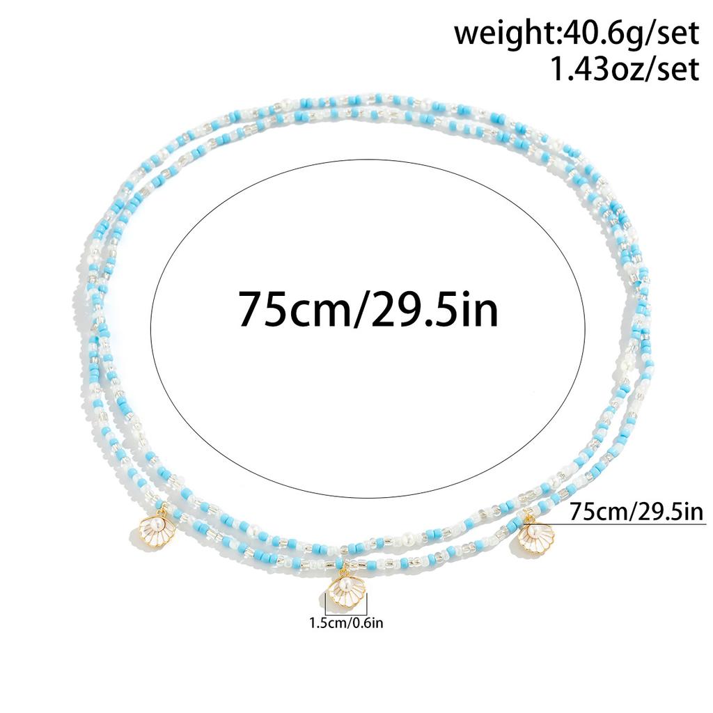 Summer Beach Pearl Scallop Shell Rice Bead Waist Chain Waist Chain Sexy Elastic Beaded Body Chain