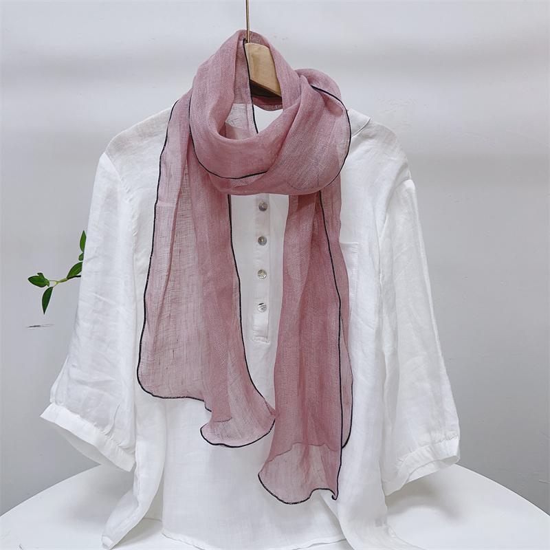 Long Extended Diamond Scarf Women Sunscreen Scarf Irregular Linen Neckerchief Shawls