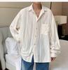 Shirts Men Handsome Lapel Blouse Vacation Hollow Out Sexy Fashion Clothing Long Sleeved Shirts