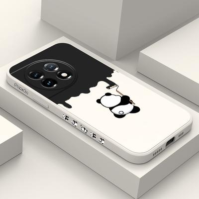 Paint Panda Phone Case For Oneplus 12 12R 11 11R 10 10R 10T 9R 9RT 9 8T 8 7 7T Pro 5G Liquid Silicone Cover