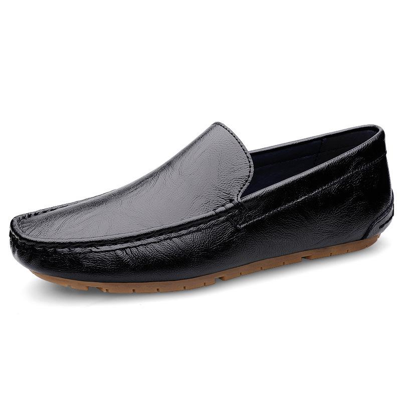 Men's Large Cowhide Leather Slip-On Driving Moccasins - Casual Spring Loafers