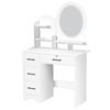 Makeup Desk with Mirror, Large Vanity Desk with Storage Shelves, 4 Drawers, Makeup Vanity Table with Light, Bedroom Dressing Table