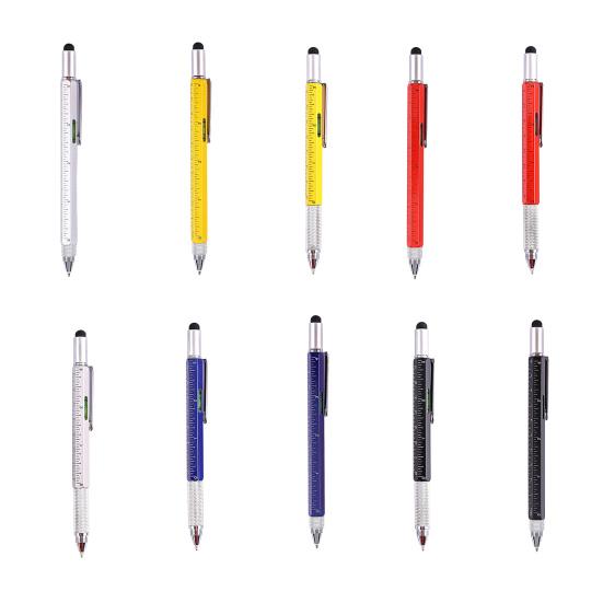 6-in-1 Multitool Pen Multi-Functional Pen with Ruler Level Gauge Ballpoint Pen Stylus Pen Screwdriver Christmas Gadget Gift for Men Dad Husband