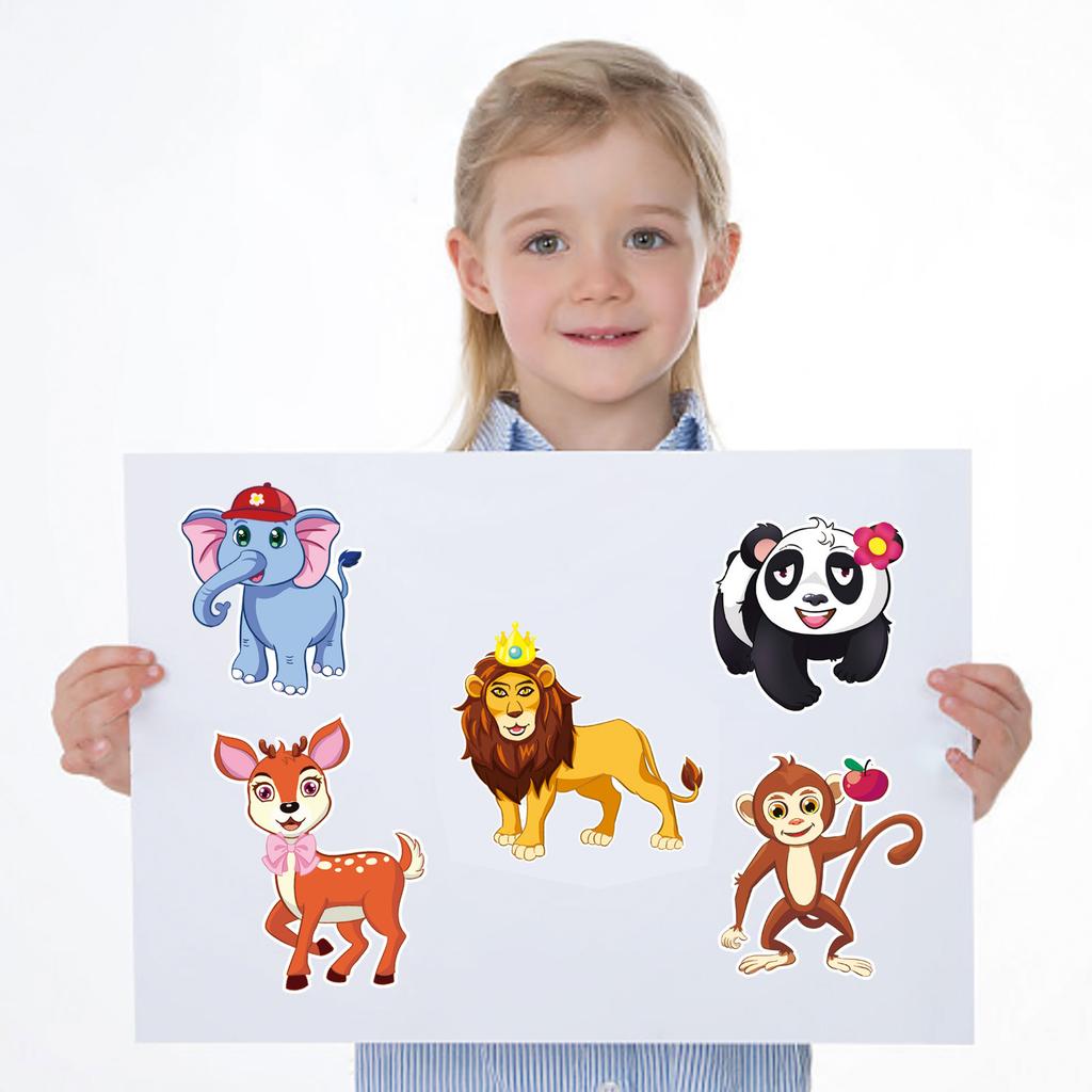 816Sheets Cute Animals Puzzle Stickers Diy Decorative Children’S Puzzle Skateboard Notebook Waterproof Daily Toys Gifts Sticker