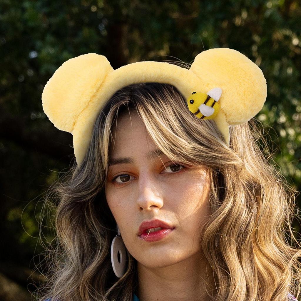 1 stuks Schattige Bij Beer Oren Pluche Haarband Dames Meisjes Gezicht Wassen Leuke Dier Hoofdbanden Cosplay Mode Haaraccessoires