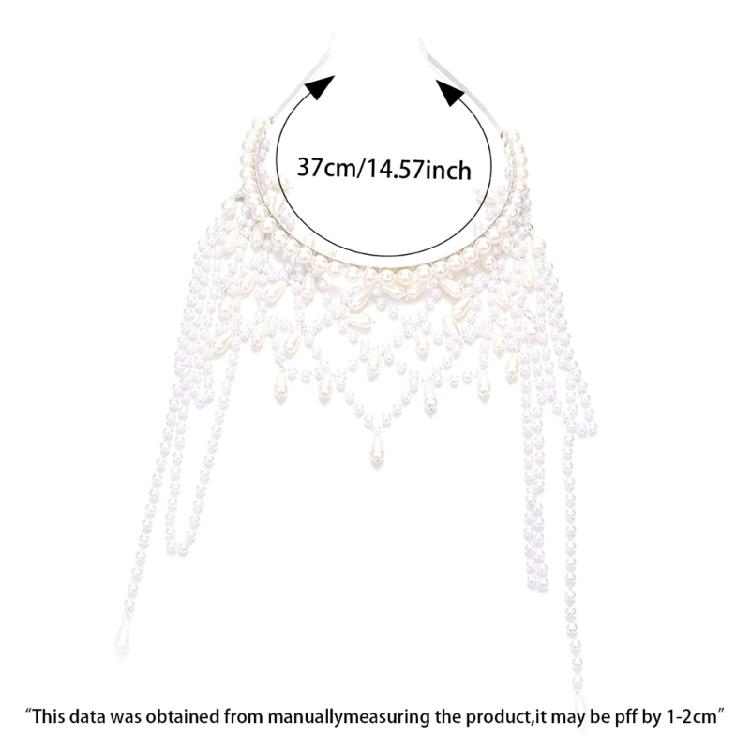 Bride Hairband Hand Beading Shining Pearls Jewelry Beaded Heavy Pearls Chain for Bachelorette Party