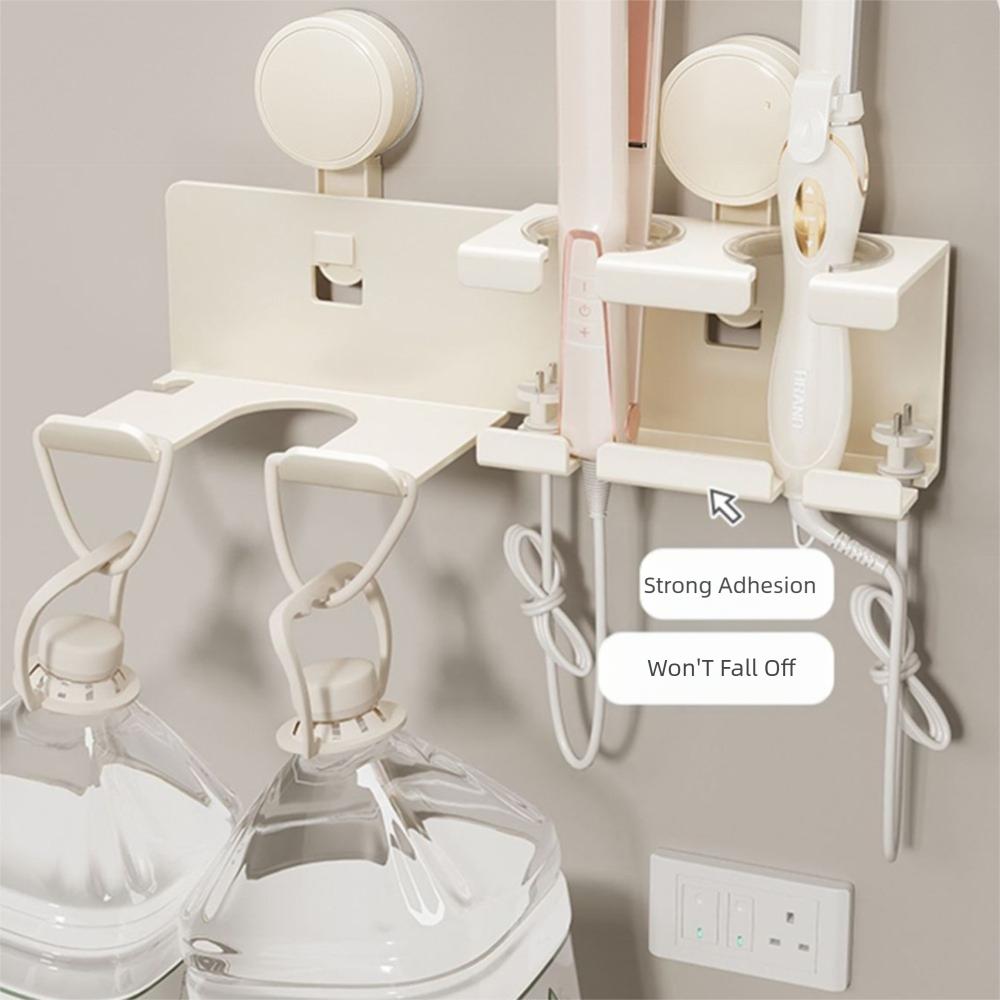 No-Drill Bathroom Organizer Suction Cup Storage Rack Simple Hair Dryer Holder  Household