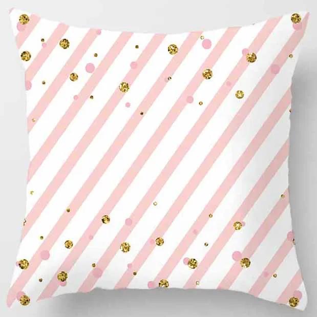 Yellow and Pink Pattern Square Pillowcase Home Decoration Cushion Cover