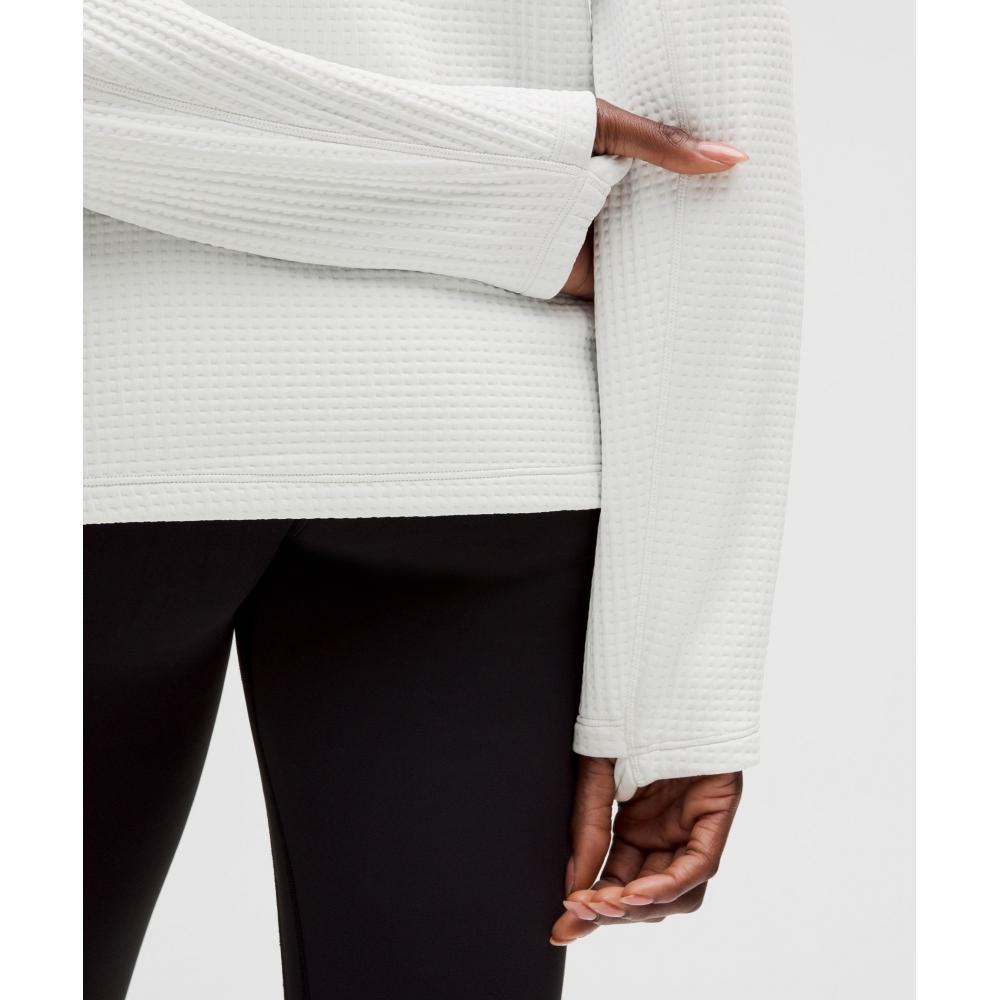 Lululemon Waffle Knit Funnel Neck Long Sleeve Shirt Light Vapor