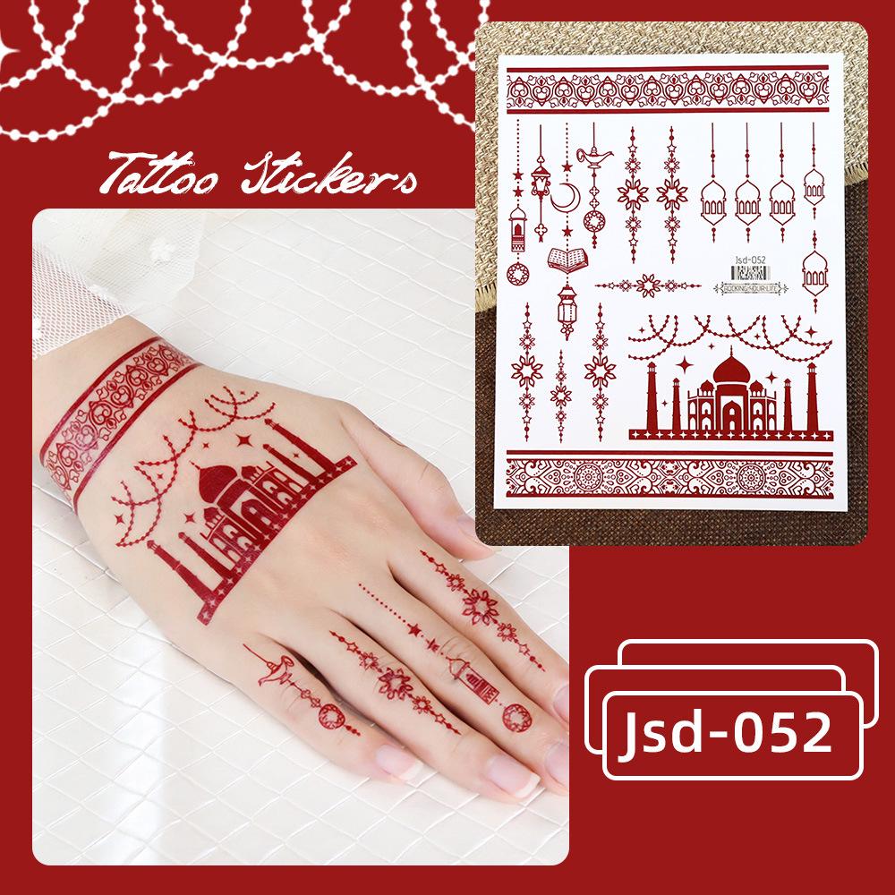 Whitening Red Henna Lace Mandala Flower Waterproof Temporary Tattoo Stickers for Women