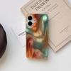 Fashion Simple Orange Green Color Smudging Silk Satin Texture Glossy Phone Case Suitable for iPhone 17 Pro 16 15 14 13 Pro Max
