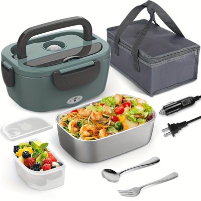 Electric Lunch Box Heater 3 In 1 Portable Insulation Box, Leak-proof, Heating Box, Suitable for Adults, 12V/24V 110V Car/household Heating