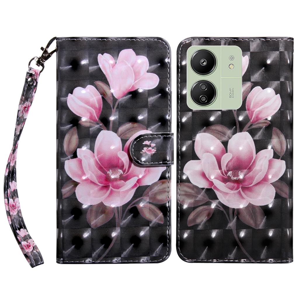 For Xiaomi Redmi 13C 4G/13C 5G/Poco C65 4G/Poco M6 5G/13R 5G Magnetic Phone Case 3D Pattern Printing Wallet Cover