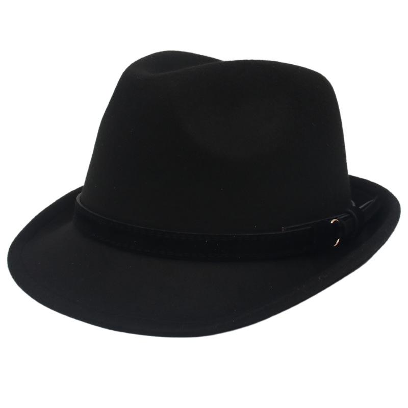 Fedora British Top Hat Black Flannel With Gentleman'S Small Brim Classic Jazz Hat Panama Felt Hat