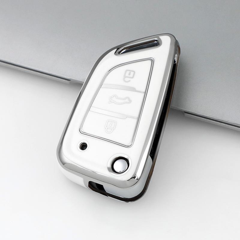 Applicable TPU Key Bag for Modified Aftermarket KD Sub-Machine Key Case with Silver Edge Keychain.