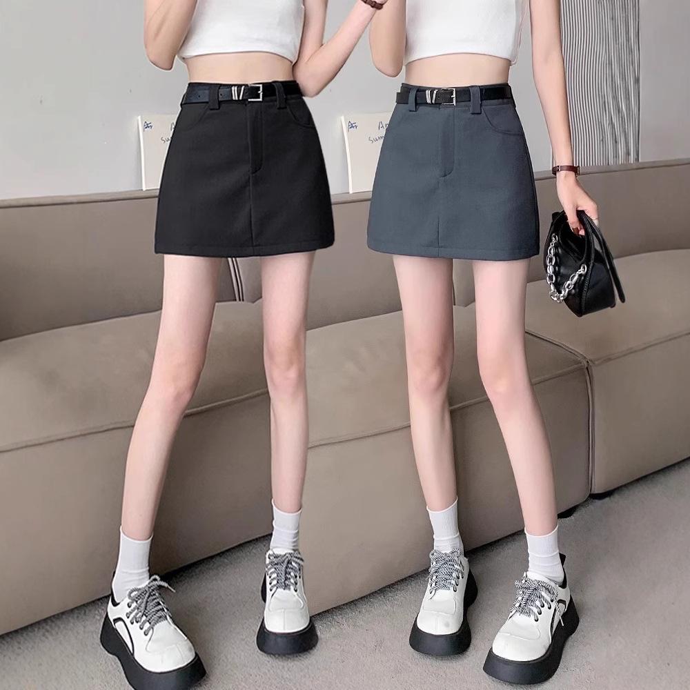 

2024 New Spring High Waist Gray Midi Skirt for Women – A-line Bodycon Petite Mini Skirt 2XL [Suggested 65-73 kg]