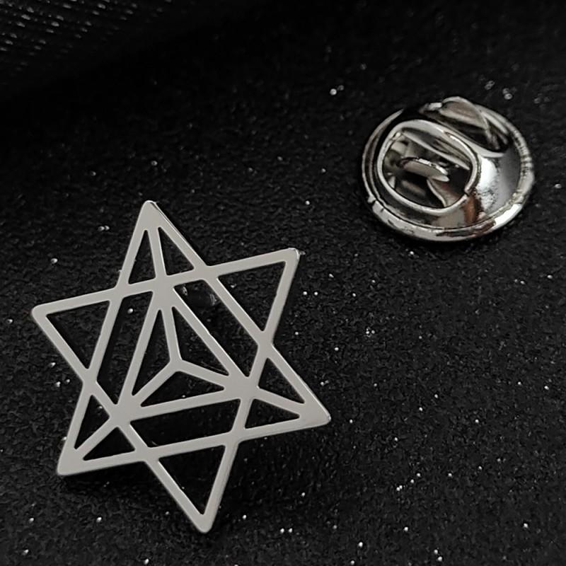 Geometric Hexagonal Star Brooch Cufflinks Modern Minimalist Style Simple Elegant Fashion Clothing Accessories 14k