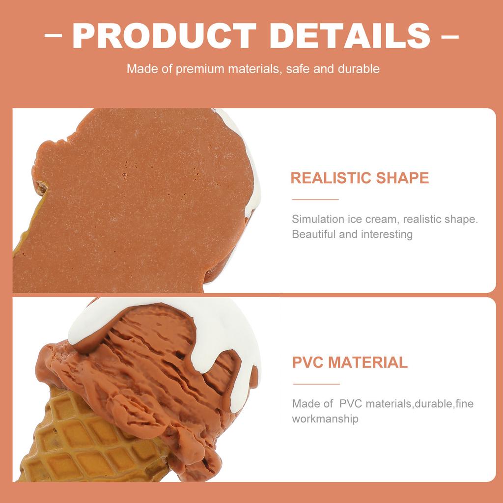 2Pcs Realistic Artificial Ice Cream Cone Lifelike Simulation Display Prop Dessert Photo Decor Fake Ice Cream Food