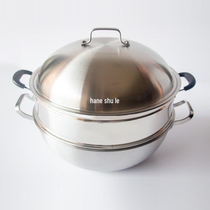 Hanle 304 Stainless Steel Double-Ear Stew Fry Pan with Steamer, 38cm