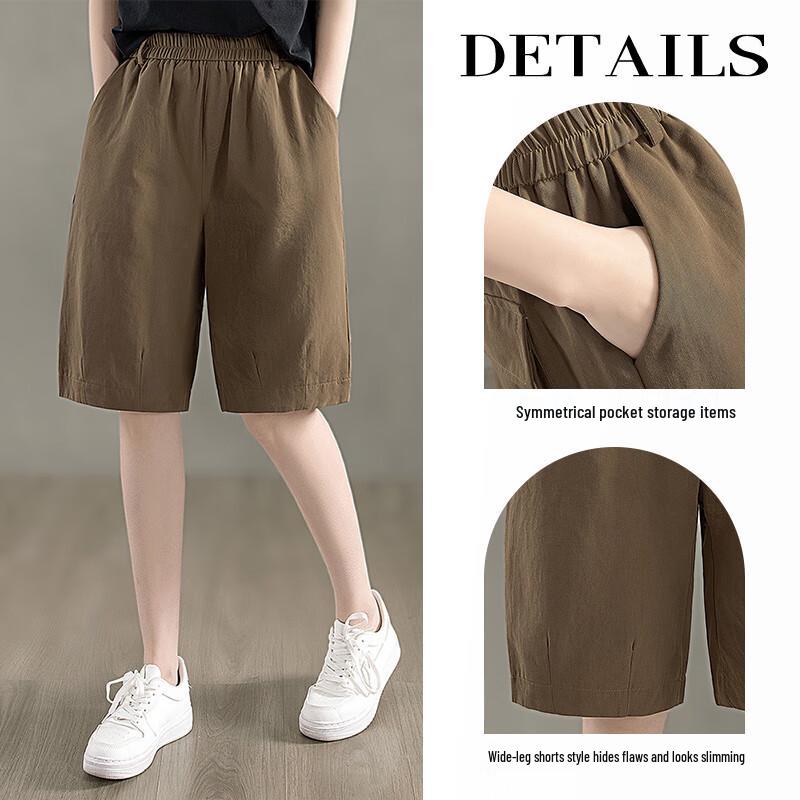High-Waist Loose Fit Multi-Pocket Wide-Leg Shorts