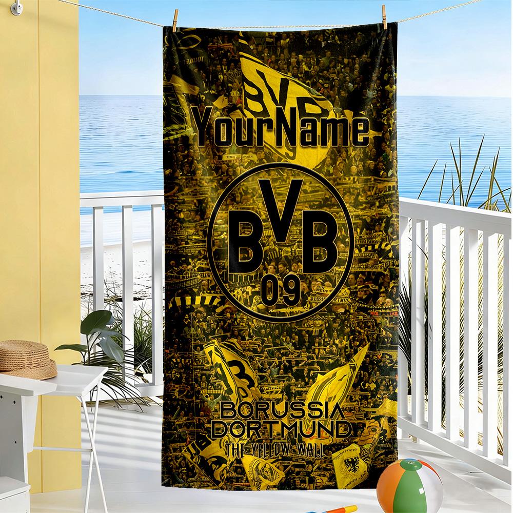 Borussia Dortmund Customizable Name Beach Towel High Absorbency & Quick-Dry