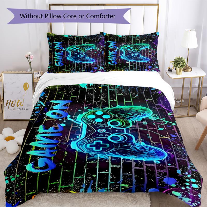 3pcs Game Controller Bedding Set Duvet Cover Closure Includes 1 Duvet Cover & 2 Pillowcases, Soft and Comfortable for All Seasons.